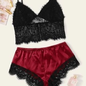 SHEIN floral lace lingerie set